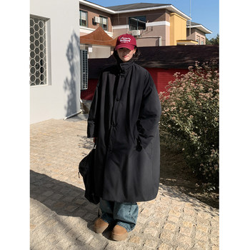 Seoul street mid-length black lapel cotton clothing Seoul street mid-length black lapel cotton clothing