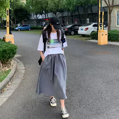 SIXI SIXI home homemade spring and summer retro plaid skirt women high waist thin medium long version Joker A- line dress