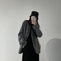 SIXI Sixi home-made spring and summer plaid blazer womens British casual thin loose suit