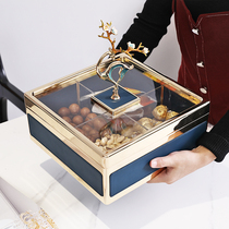 Eurostyle high-end alloy light and luxurious household fruit tray tea table high-end dry fruit lavish snack tray Nordic Living room containing box