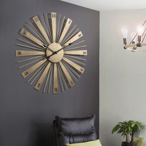 Nordic hotel living room wall clock Light luxury atmosphere creative watch Home restaurant personality Wrought iron wall hanging American clock