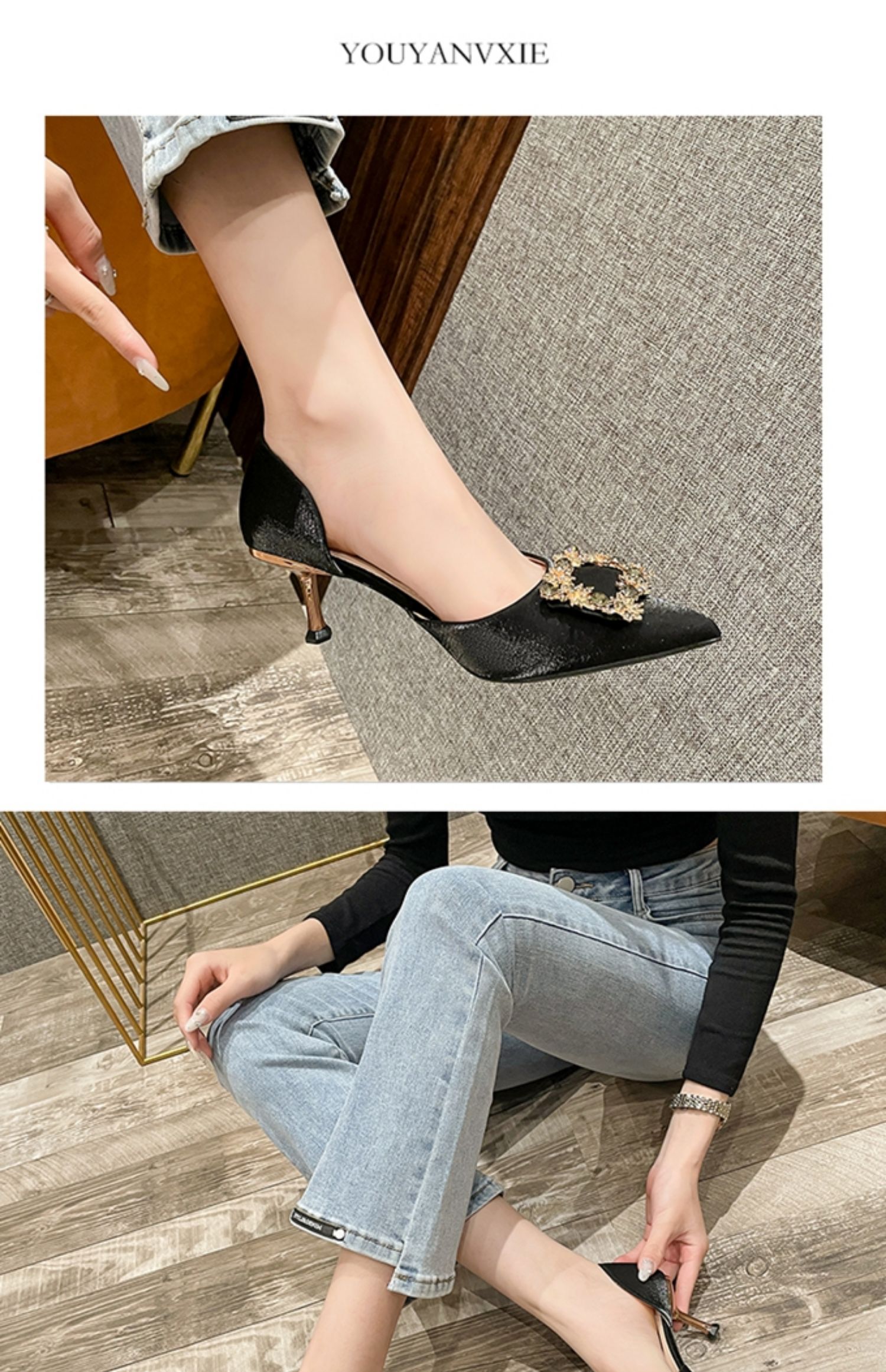 C9287 1420K GIÀY CAO GÓT NỮ RUOREAG MŨI NHỌN GÓT NHỌN MÙA HÈ GIÀY DÉP NỮ G04 SẢN PHẨM MỚI