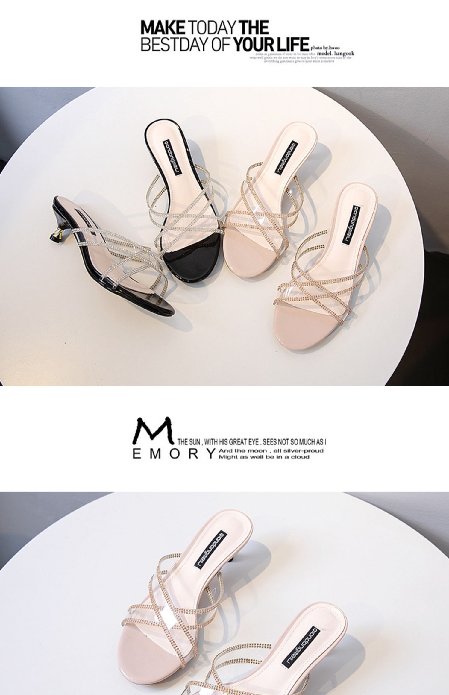 C9231 1280K GIÀY DÉP SANDAL NỮ RUOREAG GẮN ĐÁ GÓT NHỌN MÙA HÈ GIÀY DÉP NỮ G04 SẢN PHẨM MỚI