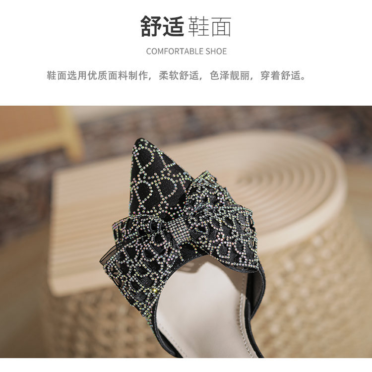 C9404 1420K GIÀY CAO GÓT NỮ RUOREAG THẮT NƠ BƯỚM GẮN ĐÁ MŨI NHỌN GÓT NHỌN GIÀY DÉP NỮ G04 SẢN PHẨM MỚI