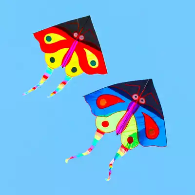 Children's small kite(shepherd kite man)new black-headed small butterfly easy to fly cute easy to assemble thick line hand wheel