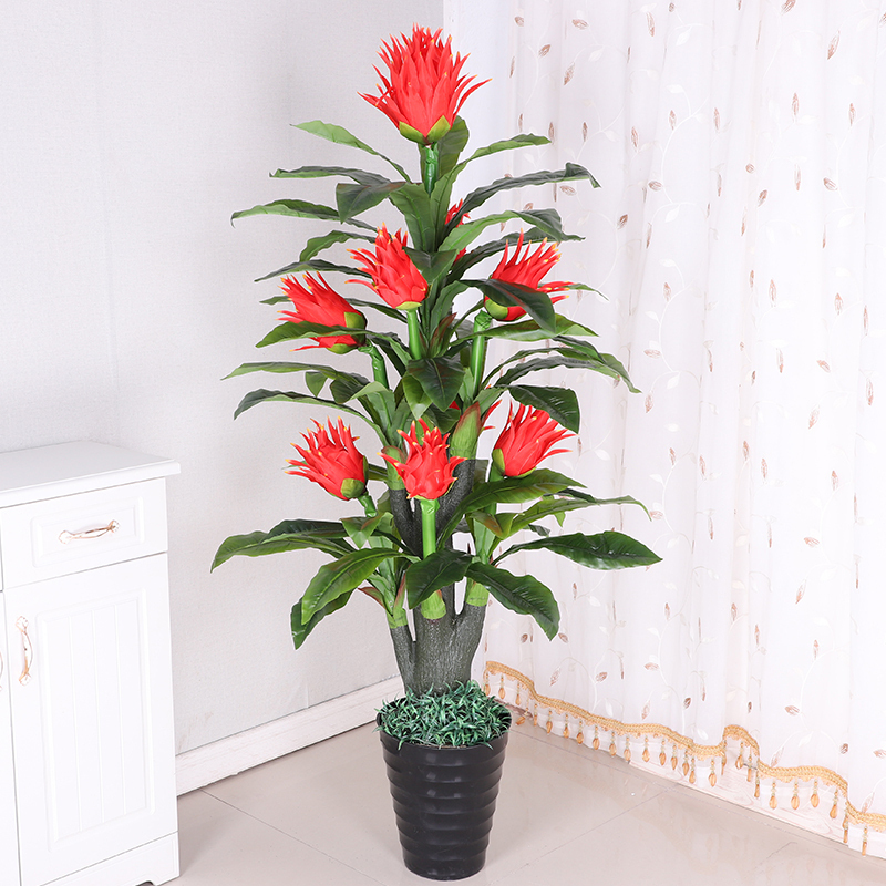 Hongyun Dangtou fake flower living room indoor floor-to-ceiling flower large potted scene simulation plant decoration plastic flower tree decoration