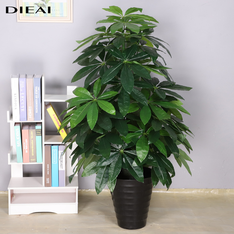Artificial Green Plant Money Tree for Living Room, Large Floor-Standing Flower Pot, Plastic Decorative Plant, Indoor Fake Flower Tree Ornament