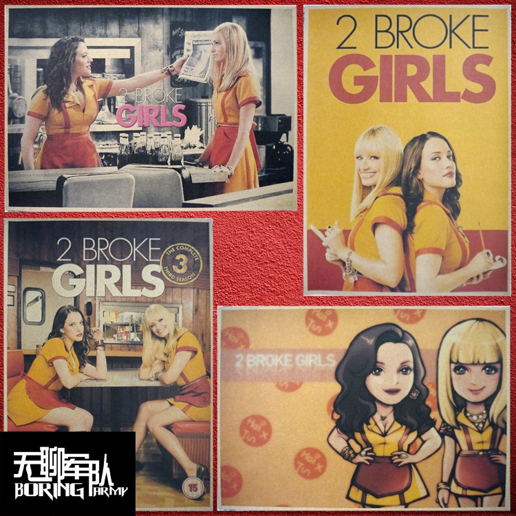 Two Broke Girls Kate Dylonse Beth Behar American Tv Series Kraft Paper Poster Bar Cafe Decoration Painting
