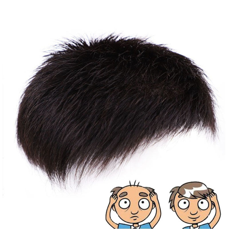 Wig men's head replacement piece men's wig real hair invisible invisible forehead head replacement block wig piece