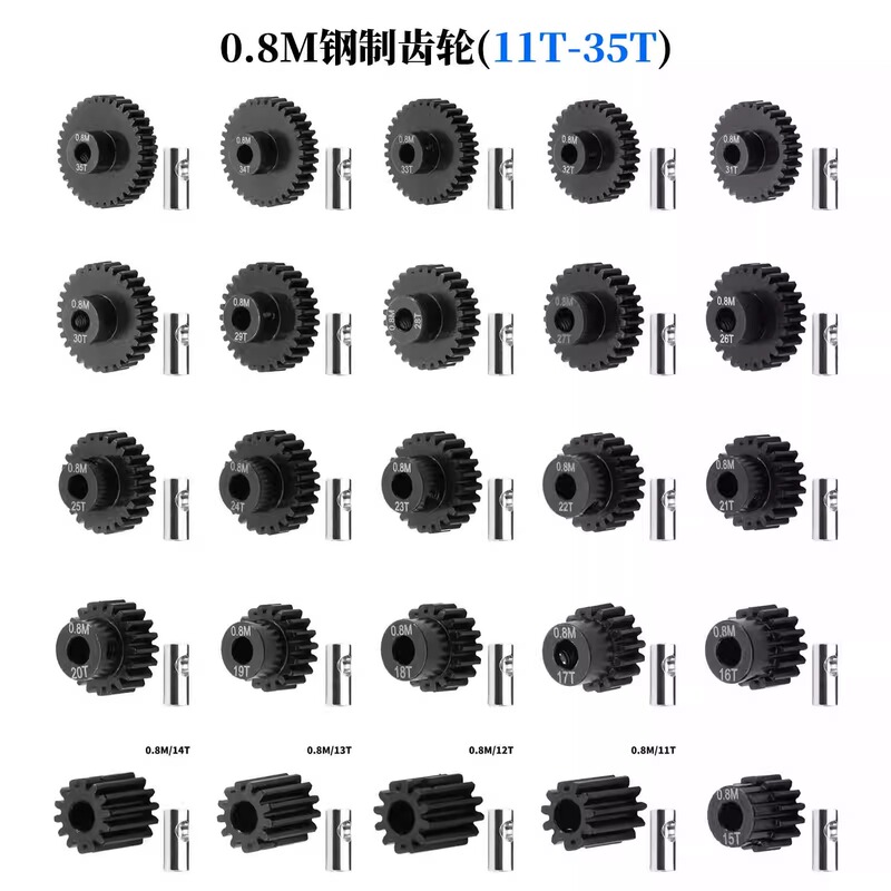 Large Foot Short Card Climbing Model with Hardened Steel Gears, 0.8 Module, 5mm Inner Diameter Motor Gear, Motor Gear