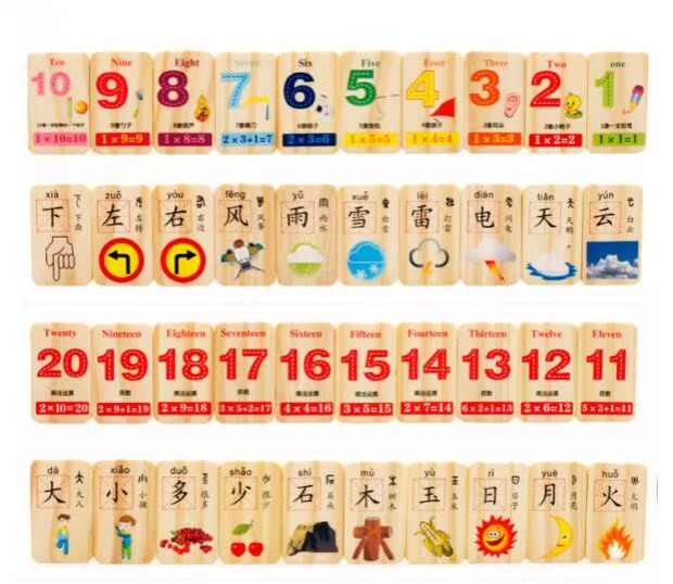 100 miếng trái cây bằng gỗ hai mặt động vật pinyin số trẻ em xây dựng domino đồ chơi góc tròn bé chơi đồ chơi