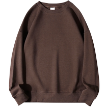 American retro brown round neck sweatshirt for women 2022 autumn and winter ins lazy loose plus velvet thickened loose top
