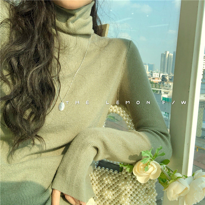 2023 autumn winter high collar warm long sleeves bottom needled knitted sweatshirt woman 100 hitch a hitch in the head of a fur coat-Taobao
