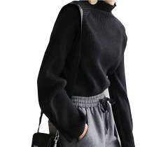Japanese retro soft waxy half turtleneck sweater for women in spring and autumn niche design lazy loose pullover bottoming sweater