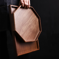 Porcelain Wood Together Nordic Home Walnuts Wood Solid Wood Rectangular Pallet Cup Shelf Tea Cup Containing Plate