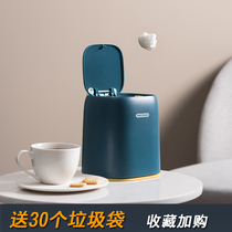 Porcelain wood together creative desktop with lid small mini-can-bin cute living room bedroom kitchen garbage containing bucket