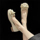 Retro flat bow ເກີບດຽວສໍາລັບແມ່ຍິງ 2024 ພາກຮຽນ spring ໃຫມ່ soft leather soft sole square toe shallow scoop shoes grandma shoes