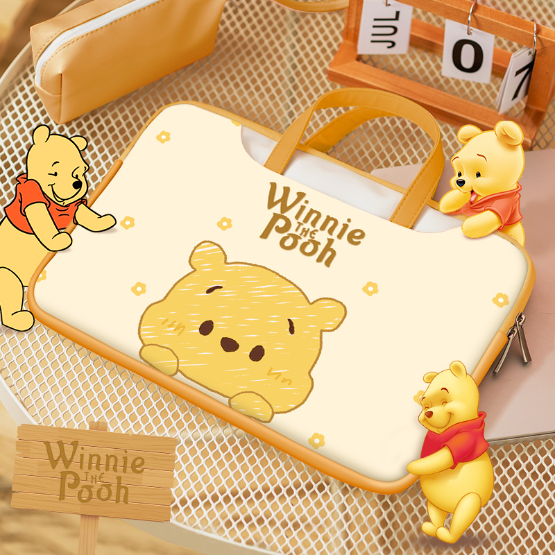 Cartoon Bear Computer Bag 14inch Laptop Tote Bag for Women, Fashionable ins Suitable for Lenovo Xiaoxin Air15, Redmi Pro13, Hp Star14, Huawei 16inch Protective Case, Cute and High-End Feel