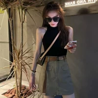 Черный жилет, сексуальный бюстгальтер-топ, для маленькой груди, европейский стиль, изысканный стиль, в американском стиле