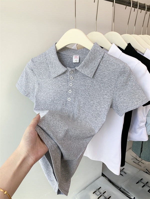 Polo Collar Short-Sleeve Women's T-Shirt 2026 New Popular Summer Professional Commuting Chic and Beautiful Blouse Top