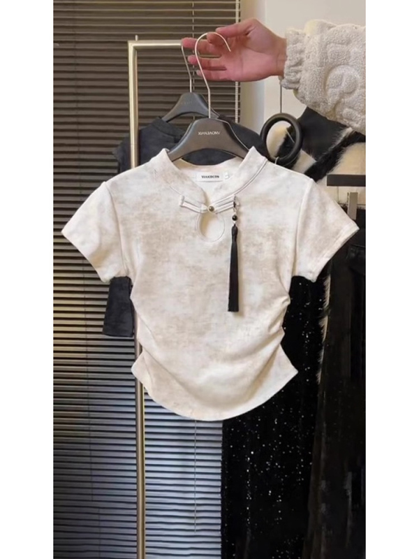 New Chinese-Style National Style Gradient Short-Sleeve T-Shirt for Women, 2026 Summer New Design, Unique and Chic Short Top for Petite Figures New Chinese-Style National Style Gradient Short-Sleeve T-Shirt for Women, 2026 Summer New Design, Unique and Chic Short Top for Petite Figures