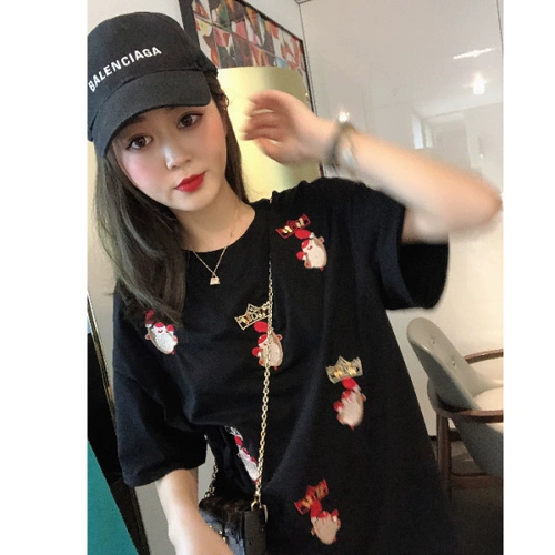 Летняя одежда, хлопковая футболка с коротким рукавом для школьников, 2020, в корейском стиле, с вышивкой, короткий рукав