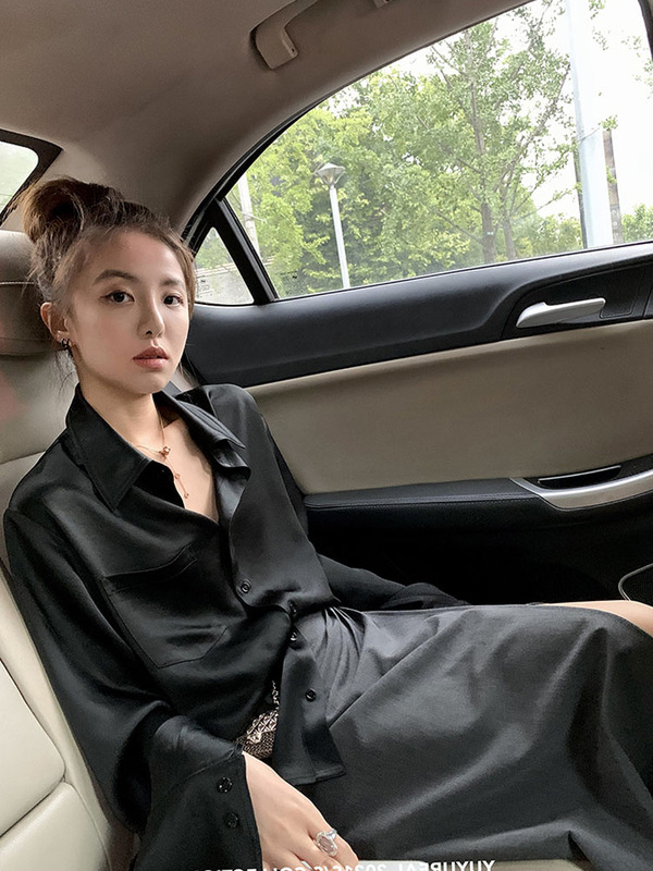 Acetate Satin Shirt for Women 2026 New Early Spring Thin Style with a Draping French High-End Feel, Sun-Protective Top Jacket Acetate Satin Shirt for Women 2026 New Early Spring Thin Style with a Draping French High-End Feel, Sun-Protective Top Jacket