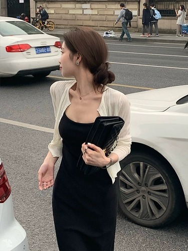 Летний тонкий кардиган, платье-комбинация, накидка, трикотажный жилет, куртка