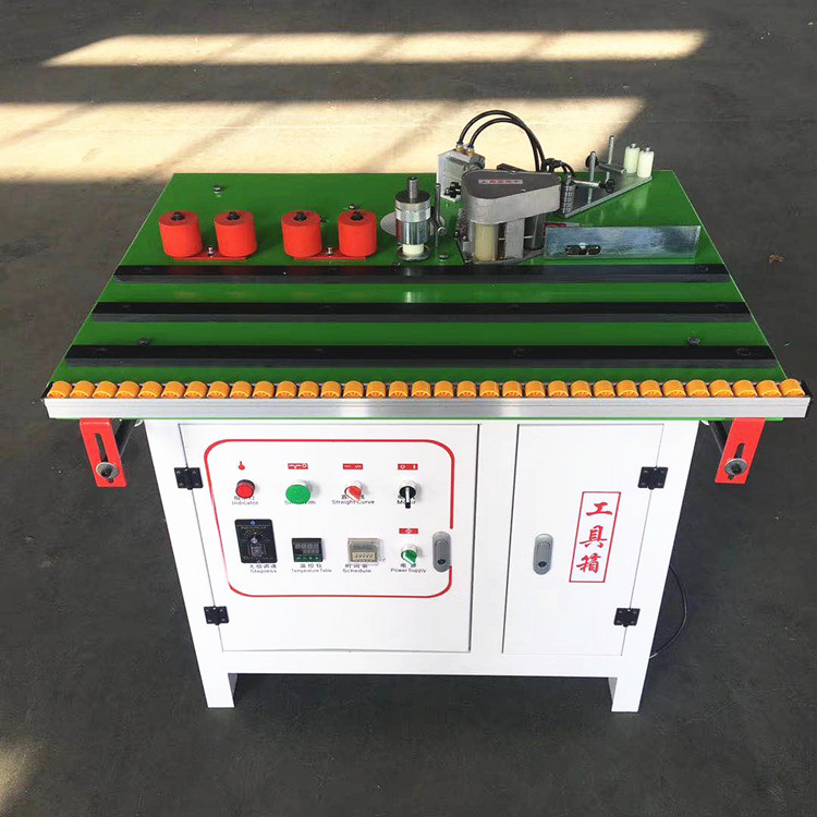 Shandong Qingdao Wood Works Machinery Equipment Home innate double-sided gluing desktop plate Merits Wire Profiled manual sealing edge machine