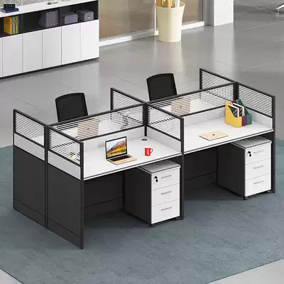 Screen desk Four-person modern staff position 4 6-person office desk and chair combination Partition screen station table