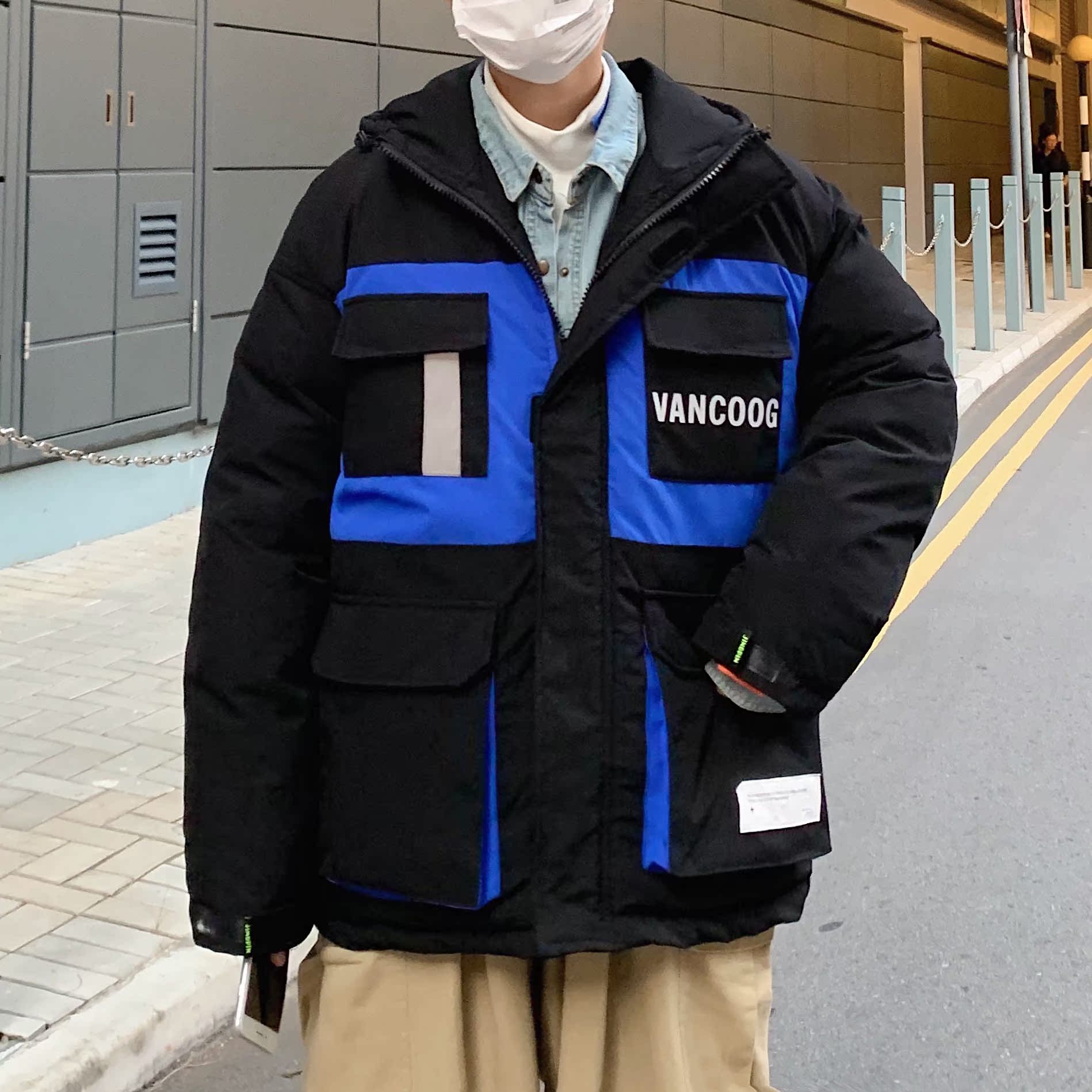 2019 mới mùa đông in bông quần áo nam Hàn Quốc phiên bản của xu hướng dày ấm áp len trùm đầu bông loose-fitting đàn ông bông quần áo