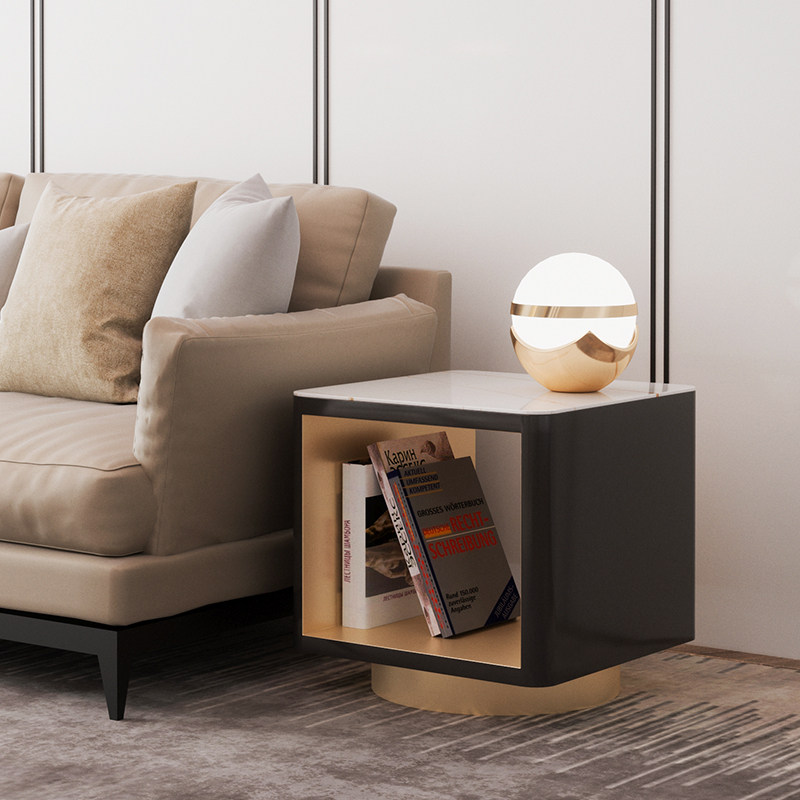 Nordic living room light luxury marble bedside table coffee table ...