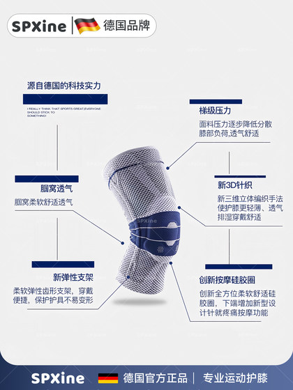 German Professional Sports Knee Pads for Men, Suitable for Basketball, Running, Badminton, Anti-Collision, and Specialized for Injury Protection of the Meniscus