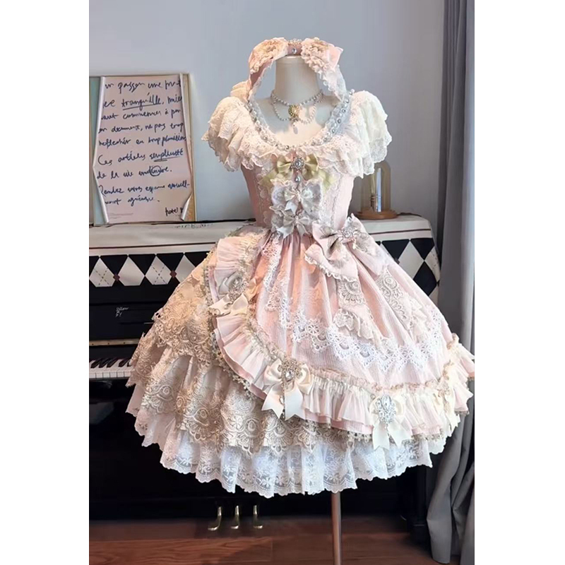 Eternal Heart Lolita Dress Pink in Stock Birthday Evening Dress Heavy Floral Student 18Th Birthday Coming-Of-Age Ceremony Eternal Heart Lolita Dress Pink in Stock Birthday Evening Dress Heavy Floral Student 18Th Birthday Coming-Of-Age Ceremony
