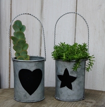 10th anniversary store special Wrought iron old with blackboard round small bucket Country style iron bucket two into