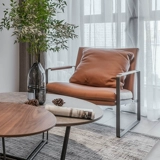 Северная кожа минималистская световая роскошная диван -стул однопомол дизайнерский повседневный стул Простой балкон гостиная кресло подложек