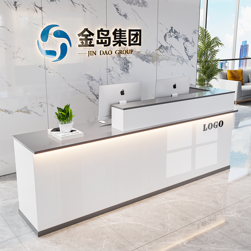Solid Wood Multi-Layer Lacquered Reception Desk, Shop Counter, Bar Counter, Beauty Salon Cash Register, Company Hotel Front Desk Table