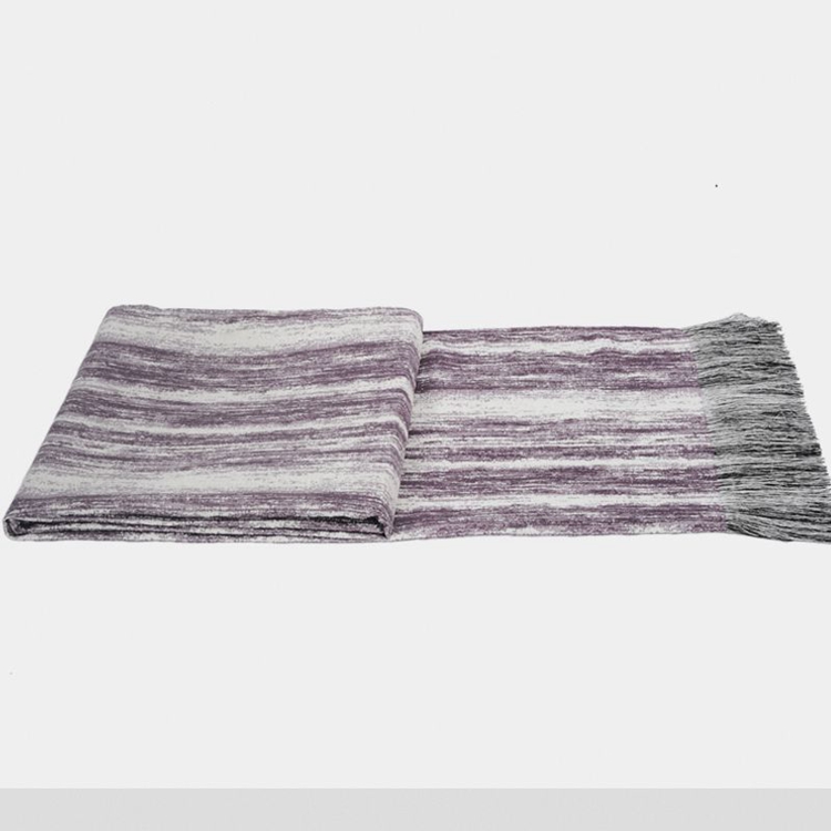 Cao cấp hiện đại nhỏ gọn thời trang màu tím vải polyester sọc thảm đi xe mùa xuân và mùa thu cuối giản dị của thảm giường chăn cưỡi khăn màu tím xám - Ném / Chăn bán chăn lông cừu