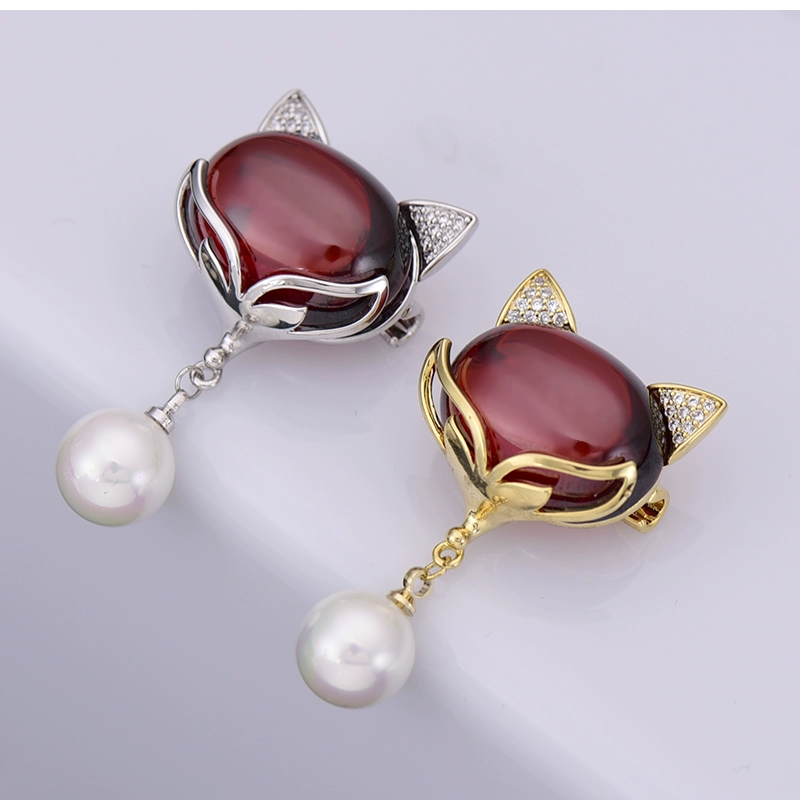 Con cáo nhỏ trâm cài nữ ghim khóa nhân tạo garnet corsage Hàn Quốc động vật cá tính dễ thương Huy hiệu phụ kiện - Trâm cài