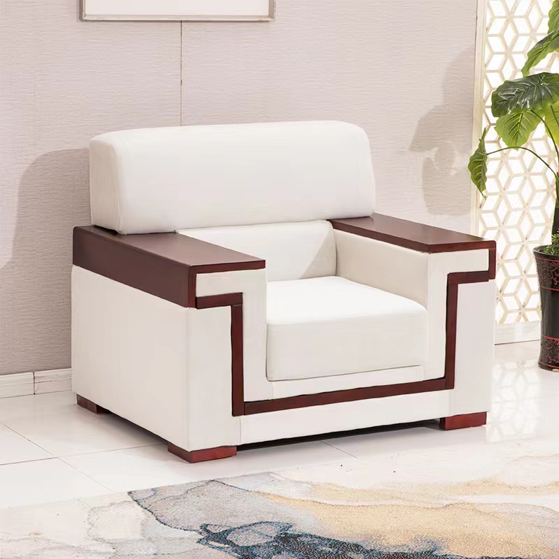 Office sofa tea couch combination modern guest area VIP business negotiate break reception room meeting sofa leather