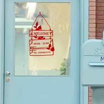 Custom Business Time Flower Card Stickers Florist Beauty Womens Clothing Shop Window Glass Door Waterproof Crashproof Wall Stickers