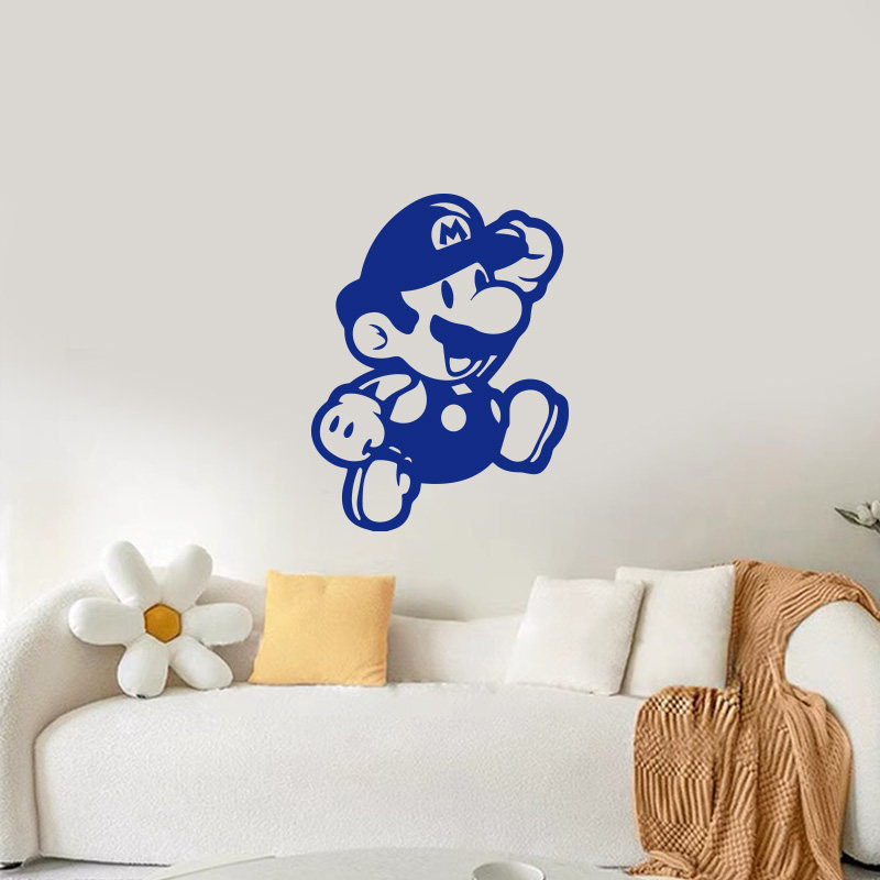 Cute cartoon anime character Mario Children's Room Sticker Bedroom Wall Decoration Landscaping Waterproof Glass Sticker