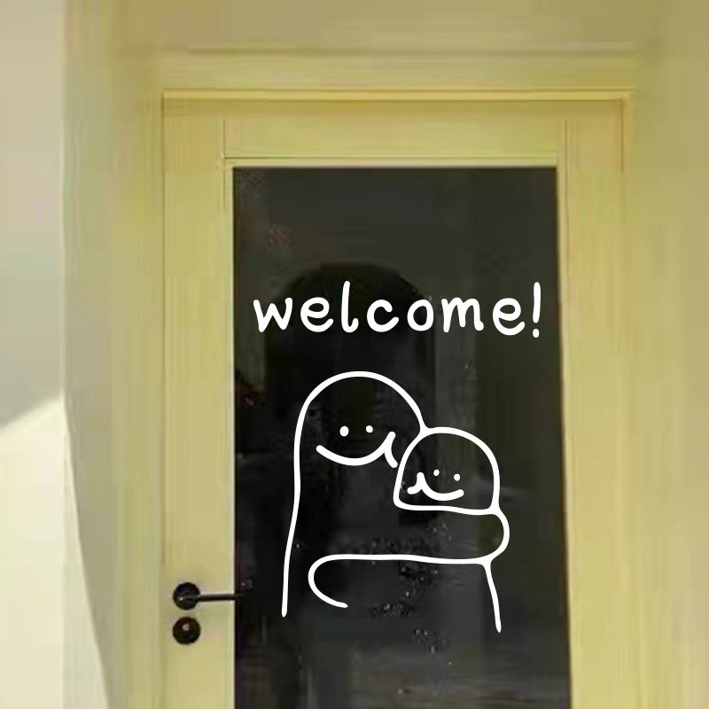 Welcome hug ins simple English letter wall sticker milk tea shop decoration clothing store glass door sticker