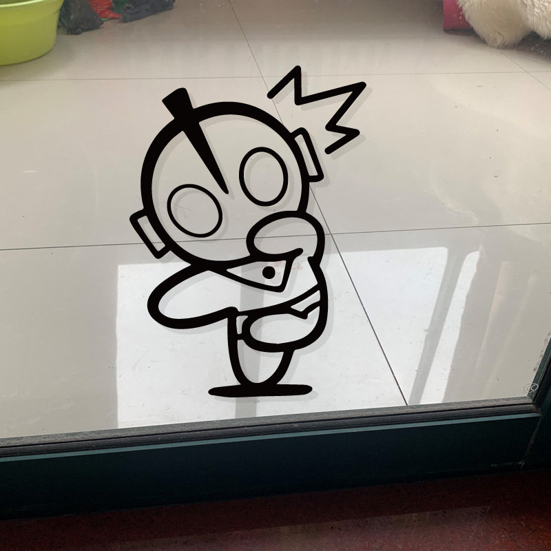 Cute Ultraman Kids Cartoon Wall Sticker Bedroom Wall Decoration Kitchen Living Room Glass Anti-Collision Creative Sticker