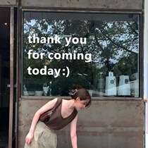 Thanks for visiting Milk Tea Clothing Shop Window Glass Creative Decoration ins Simple English Letter Wall Stickers