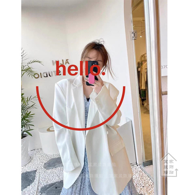 hello smile ins simple mirror stickers bedroom cozy decoration clothing shop window waterproof glass wall stickers
