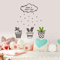 Flower pot text wall stickers hipster ins Wind wall stickers pastoral romantic bedroom living room dining room background wall stickers