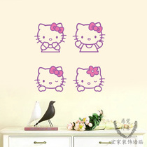 Cute hello kitty Cat cartoon wall sticker girl heart ins dormitory bedroom wardrobe waterproof glass sticker