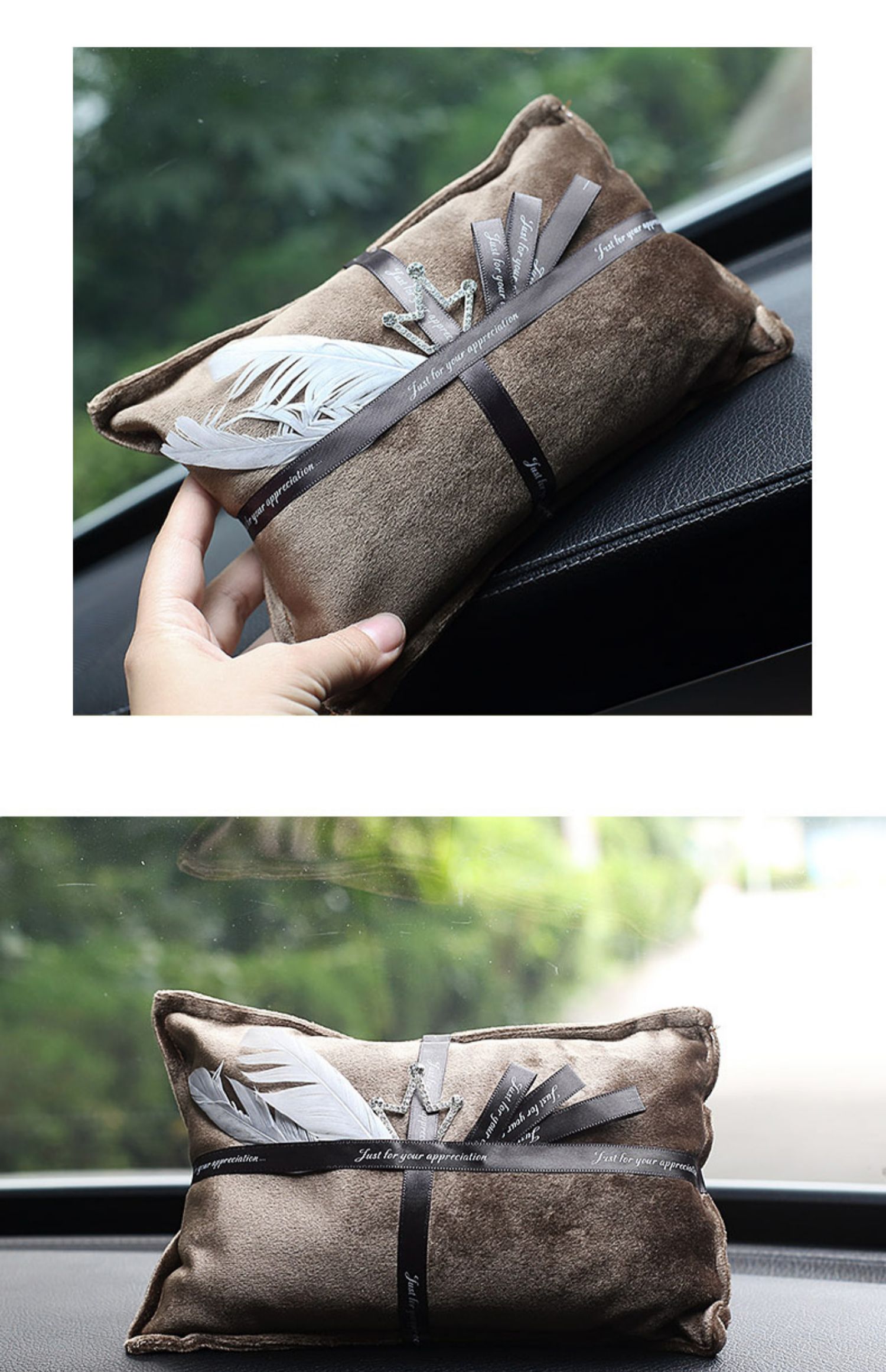 Thời trang cá tính vương miện lông tre gói than xe mới trang trí nội thất xe ô tô carbon gói trang trí xe - Ô tô nội thất Accesseries đồ chơi trang trí xe hơi