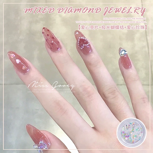 Аксессуар для маникюра для ногтей, смешанные бусины с бантиком из жемчуга, популярно в интернете